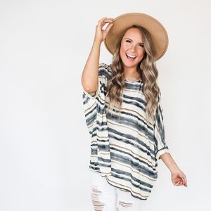 Oversized Striped Poncho Top